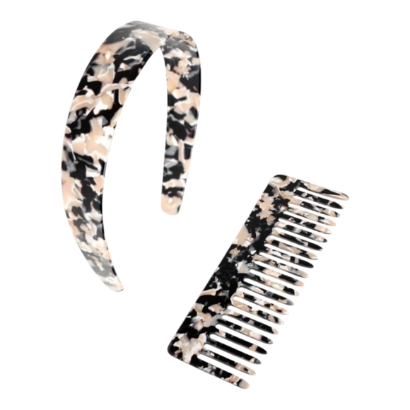 MACHETE Abalone Wide Headband & Comb Set Handcrafted‎ Italian Acetate Gift Ready - Picture 1 of 12